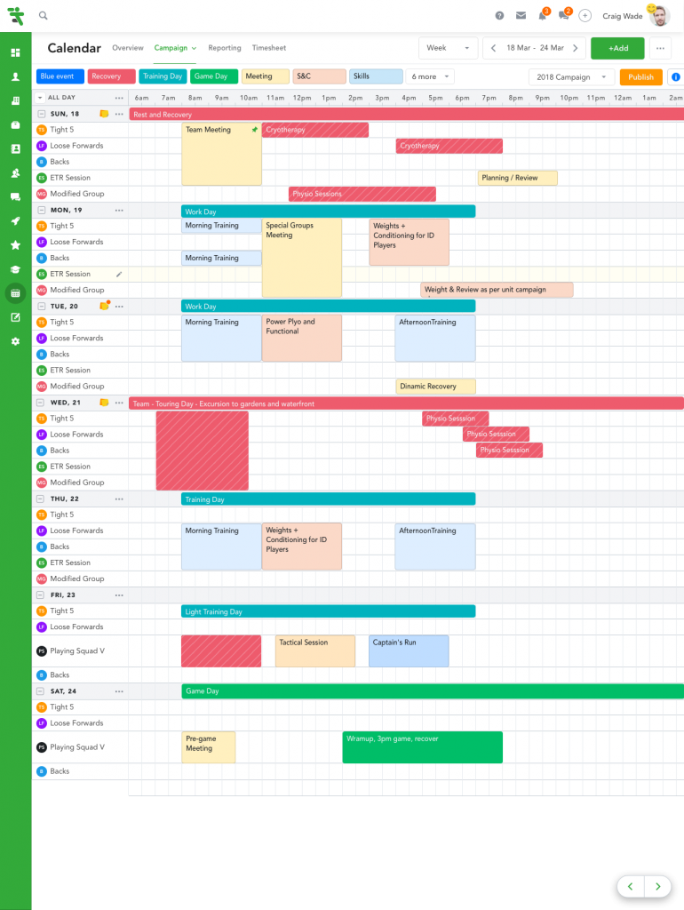 Planning is easy with your Coach's Companion calendar